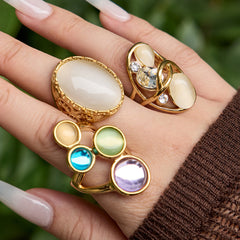 Cat-Eye-Look Sculptural Statement Rings