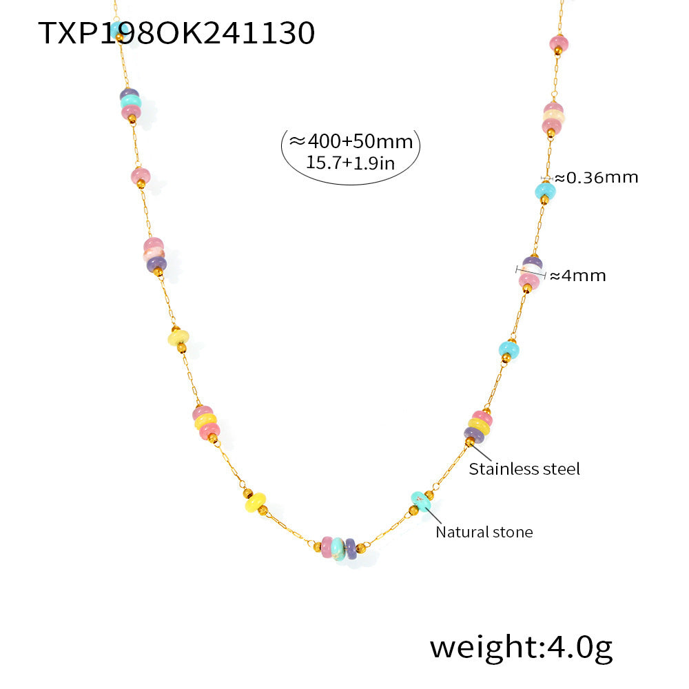 Multicolor Natural Stone Bead Necklace or Bracelet