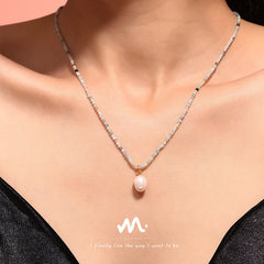 Natural Stone & Freshwater Pearl Pendant Necklace