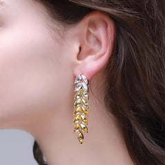 Marielle Pavé Leaf Drop Earrings