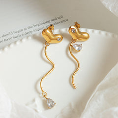 Asymmetric Heart Wave Drop Earrings