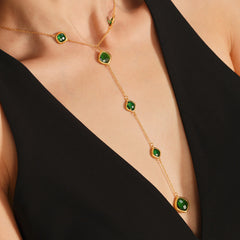 Faceted Glass Accent Long Necklace