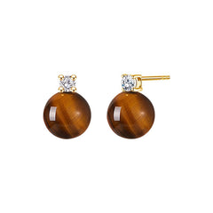 Nadine Vintage-Inspired Tiger-Eye Stud Earrings