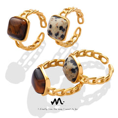 Tiger Eye and Natural Stone Open Link Ring
