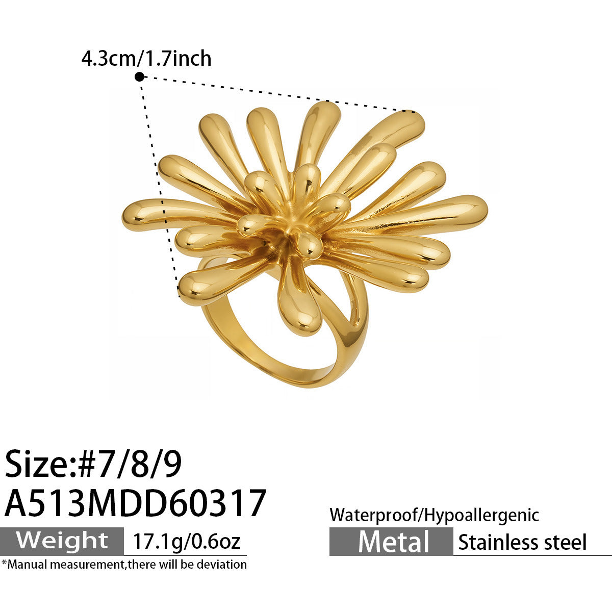 Sculptural Flower, Leaf or Sun Ring