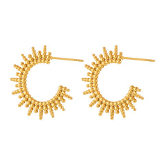 18K Gold-Plated Sunburst C-Hoop Earrings