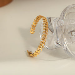 Leaf-Link Open Cuff Bracelet