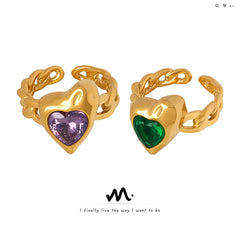 Heart Stone Chain-Link Ring