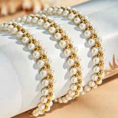18K Gold-Plated Pearl-Look Necklace and Bracelet