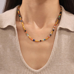 Multicolor Natural Stone Beaded Necklace