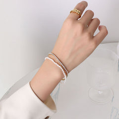 Freshwater Pearl & Cubic Zirconia Double-Layer Bracelet
