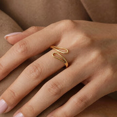 18K Gold-Plated Geometric Crossover Open Ring