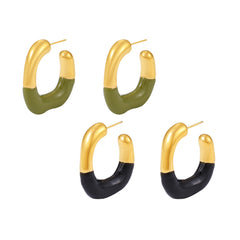 18K Gold-Plated Color Enamel Hoop Earrings
