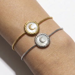 White Shell Crescent Slider Bracelet