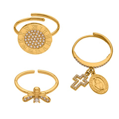 18K Gold-Plated Cubic Zirconia Open Ring Designs