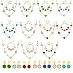 Faceted Glass Stone Necklace, Bracelet & Earrings