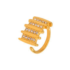 Cubic Zirconia Multi-Row Open Ring
