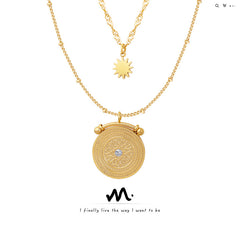 Gold-Tone Celestial Coin Layered Necklace
