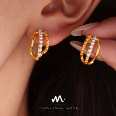 18K Gold-Plated Openwork Faux Pearl Earrings