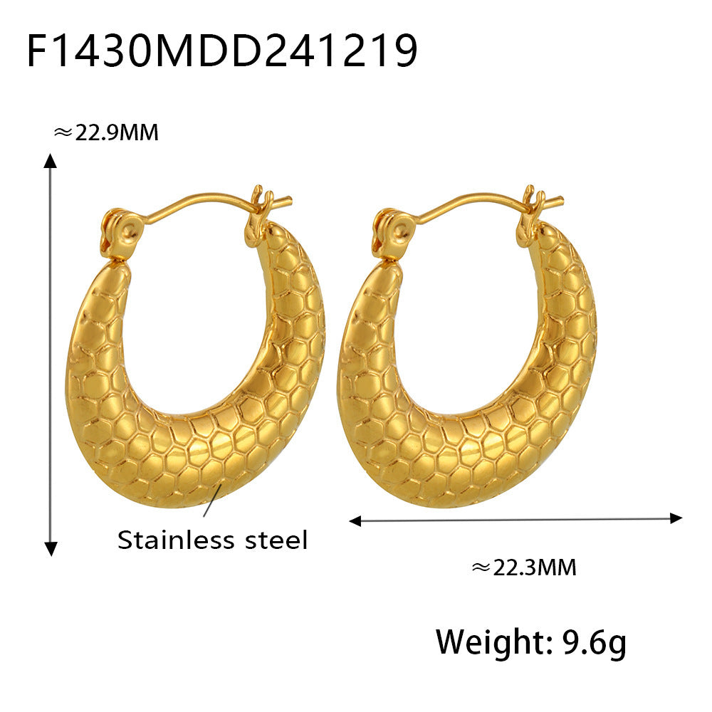 18K Gold-Plated Textured Round Hoop Earrings
