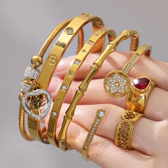 Floral and Cubic Zirconia Clasp Bangle Designs
