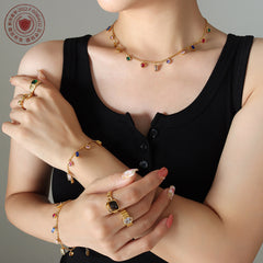 Multicolor Cubic Zirconia Charm Necklace & Bracelet