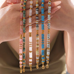 18K Gold-Plated Natural Stone Disc Bead Bracelet