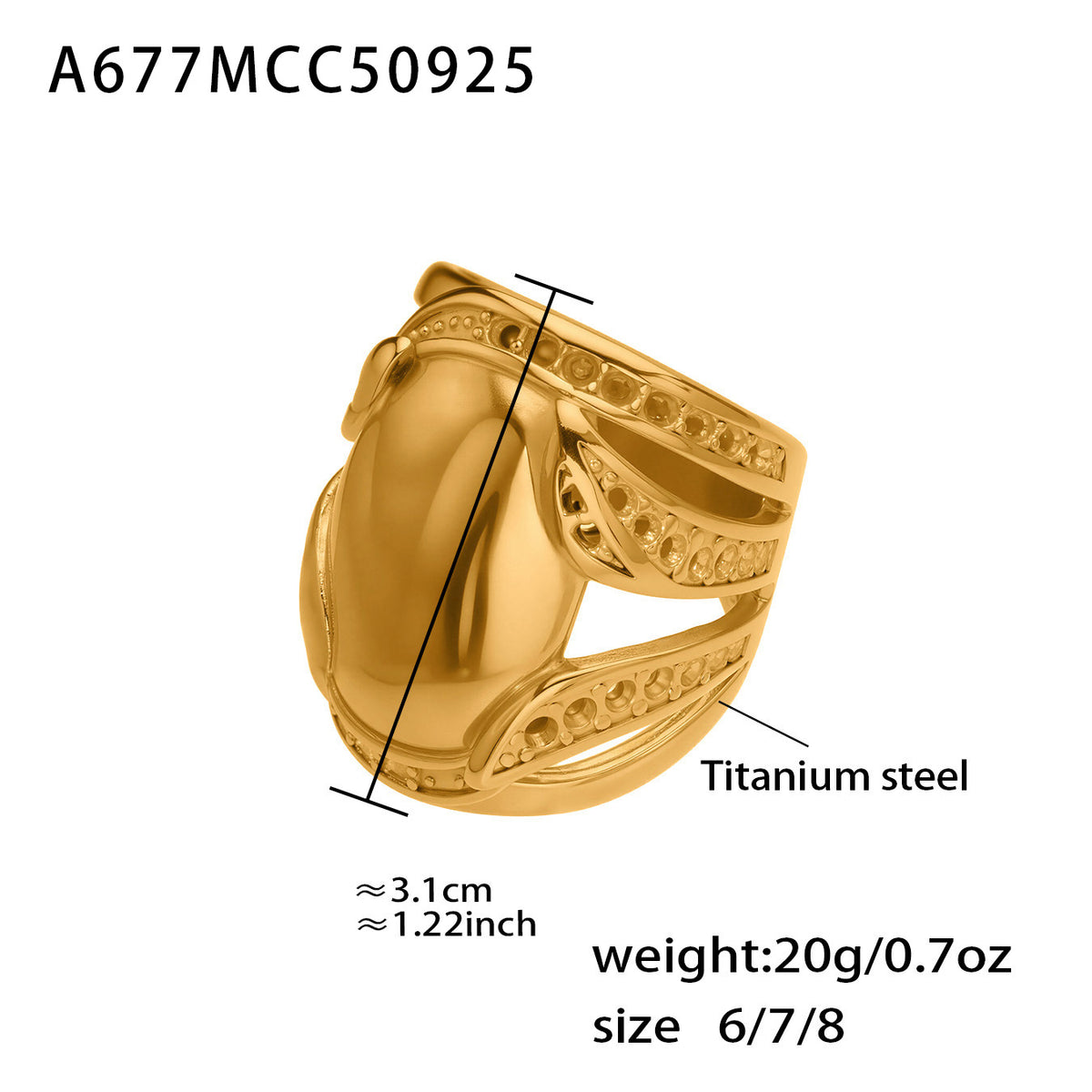 18K Gold-Plated Sculptural Wide Statement Ring