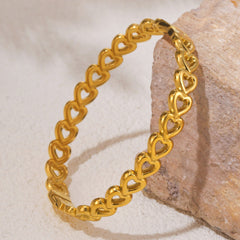 18K Gold-Plated Open Heart Link Bangle
