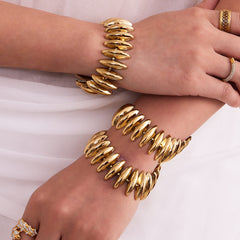 18K Gold-Plated Sculptural Spike Link Jewelry