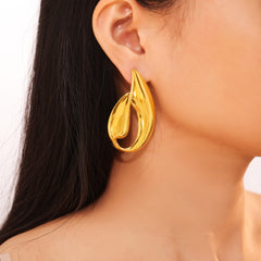 18K Gold-Plated Sculptural Open Drop Earrings