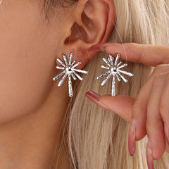 18K Gold-Plated Radiating Sunburst Stud Earrings
