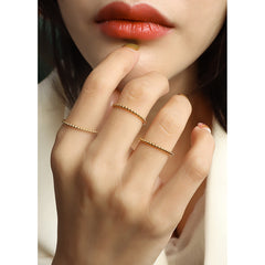 Textured Rounded-Bead Band Ring