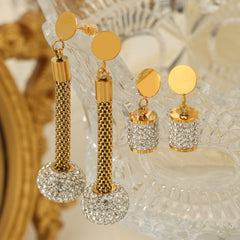 Gold-Tone Heart Stud Geometric Drop Earrings