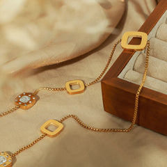 Openwork Geometric Long Necklace