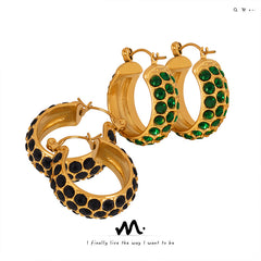 Colored Stone-Accent C-Hoop Earrings