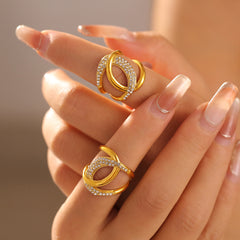 18K Gold-Plated Open Loop Cubic Zirconia Ring