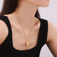 Gold-Tone Geometric Colored Stone Pendant Necklace