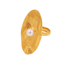 Pearl-Look Oval Fingerprint Ring