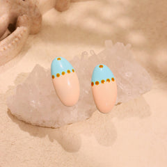Colorblock Enamel Oval Stud Earrings