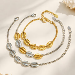 18K Gold-Plated Shell Motif Link Bracelet