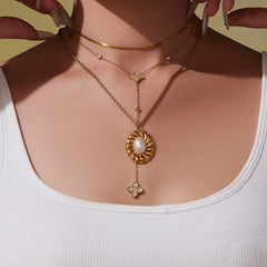 Shell Clover Necklace or Flat Layering Chain