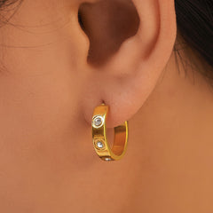 18K Gold-Plated Cubic Zirconia C-Hoop Earrings