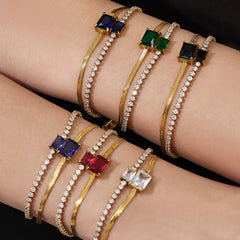 Cubic Zirconia Layered Chain Bracelet