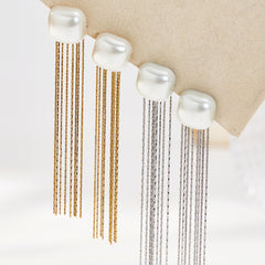 Shell Pearl-Look Chain Tassel Earrings