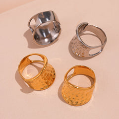 18K Gold-Plated Hammered Wide Ring