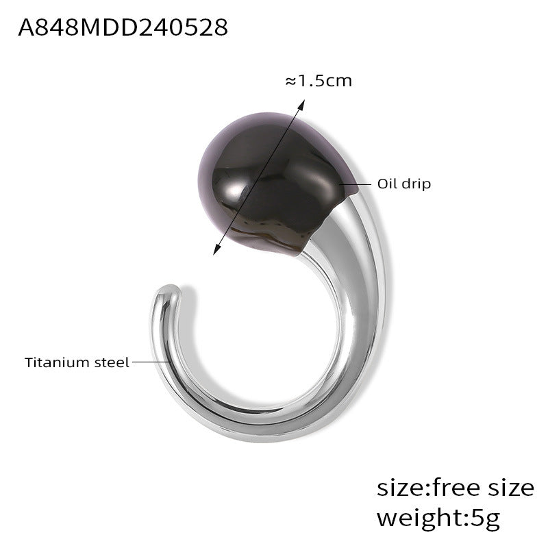 Enamel Teardrop Open Ring