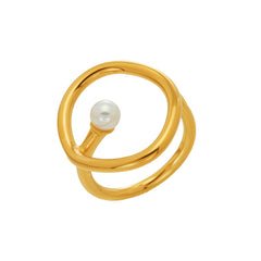 Geometric Pearl-Look Open Ring
