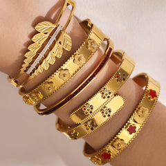18K Gold-Plated Colored Accent Bangle Designs