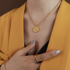 Textured Medallion Pendant Necklace